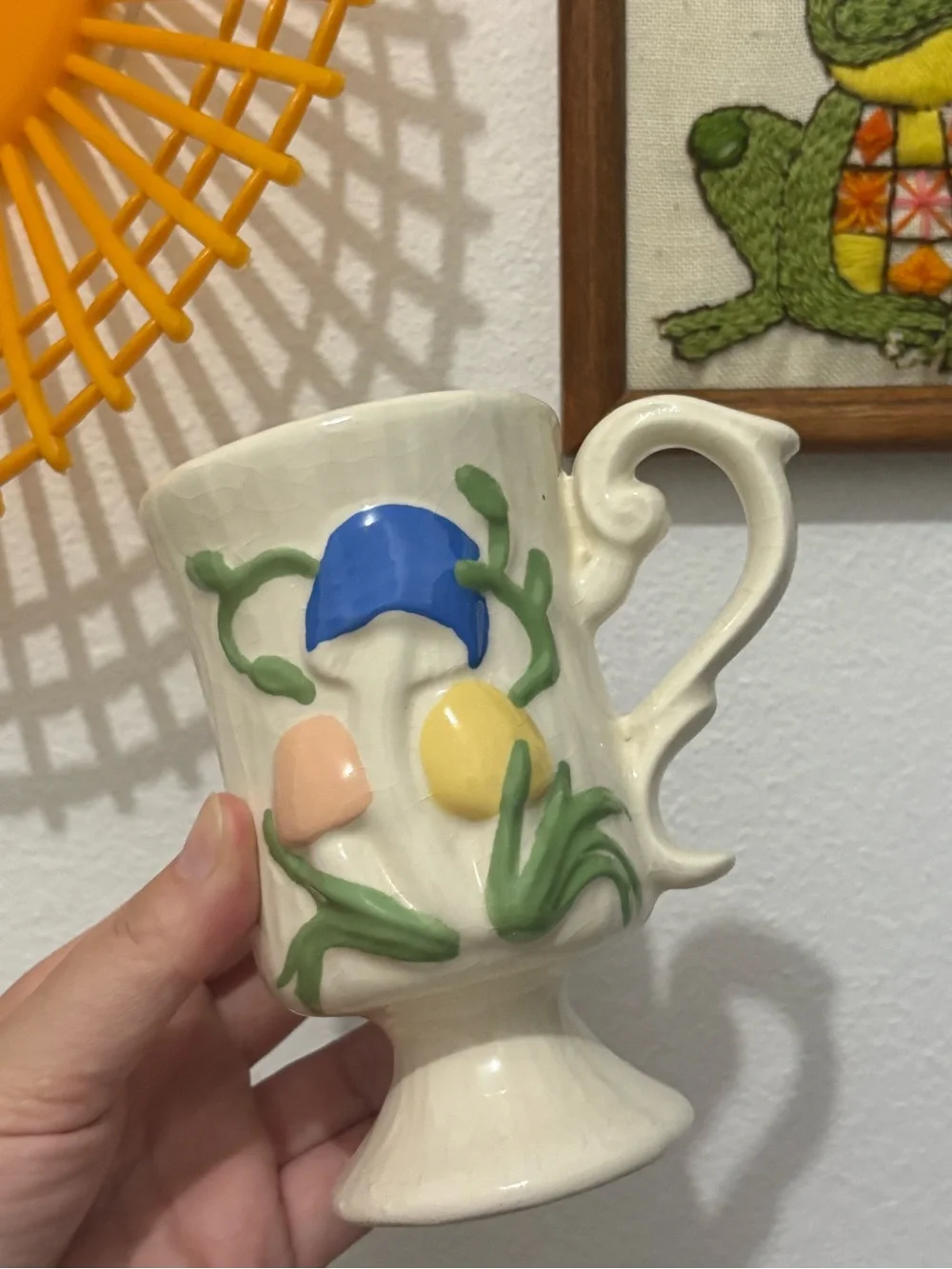 Vintage Arnels Colorful Mushroom Hand Painted Ceramic Tea Set and Mugs